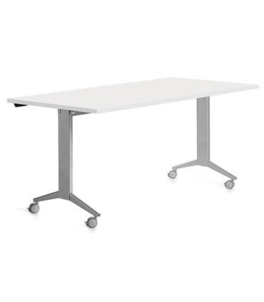 MESA ROCADA METAL 160x80 GRIS/BLANCO
