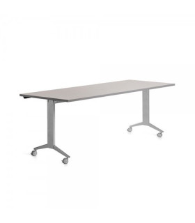 MESA ROCADA METAL 180x80 ALUMINIO/GRIS