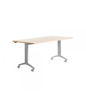 MESA ROCADA METAL 180x80 ALUMINIO/HAYA