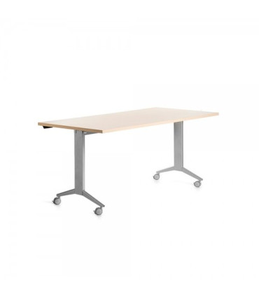 MESA ROCADA METAL 180x80 ALUMINIO/HAYA