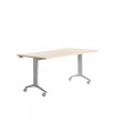 MESA ROCADA METAL 180x80 ALUMINIO/HAYA