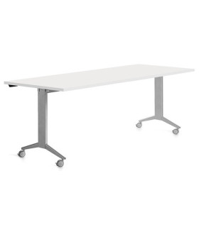 MESA ROCADA METAL 180x80 GRIS/BLANCO