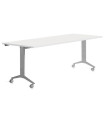 MESA ROCADA METAL 180x80 GRIS/BLANCO