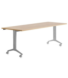 MESA ROCADA METAL 180x80 GRIS/ROBLE