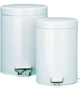 PAPELERA METALICA C/TAPA PEDAL 12 BLANCA