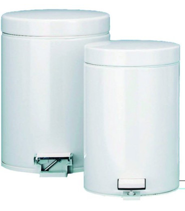 PAPELERA METALICA C/TAPA PEDAL 12 BLANCA