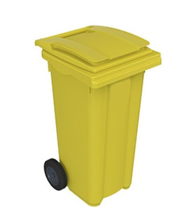 CUBO MULTIUSOS C/RUEDAS 120 L. TAPA AMAR