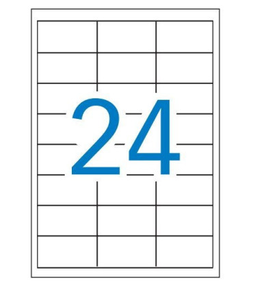 Caja de 100 hojas de etiquetas A4  ( 24 por hoja - 64,6x33,8 mm tamaño etiqueta )