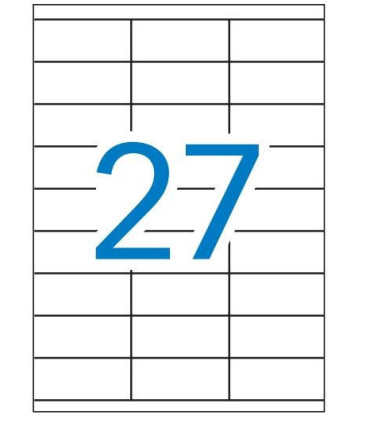 Caja de 100 hojas de etiquetas A4  ( 27 por hoja - 70x30 mm tamaño etiqueta )