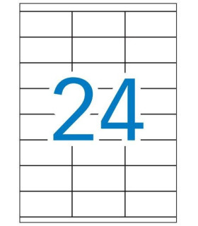Caja de 100 hojas de etiquetas A4  ( 24 por hoja - 70x35 mm tamaño etiqueta )