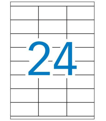 Caja de 100 hojas de etiquetas A4  ( 24 por hoja - 70x35 mm tamaño etiqueta )