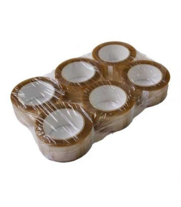 Mattio - Paquete de 6 Cinta Adhesiva Marrón de 48 mm x 132 metros