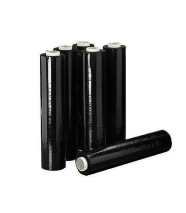 Mattio - Film estirable manual para embalar de 23 micras, Negro  , para palets , mudanzas, protección. 6 uds