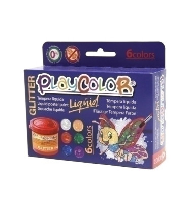 TEMPERA PLAYCOLOR 40ml GLITTER ESTUCHE 6