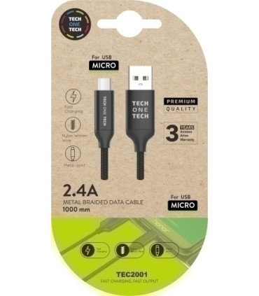 CABLE TECHONE USB-MICRO-USB NEGRO 1 m.