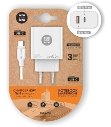 CARGADOR TECHONE DOBLE USB + USB-C