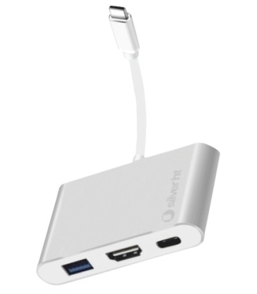 HUB SILVER HT USB-C A 3 EN 1