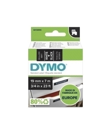 CINTA ROT.DYMO LM D1 7m 19 BLANC.s/NEGRO