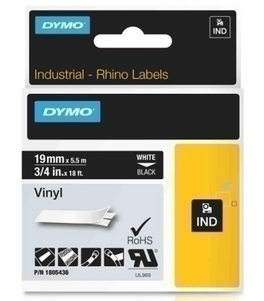 CINTA ROT.DYMO RHINO VINILO 19 NEGRO