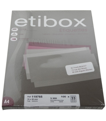 ETIQUETAS ADH.IMPR. ETIBOX A4 BLANCA CAJ