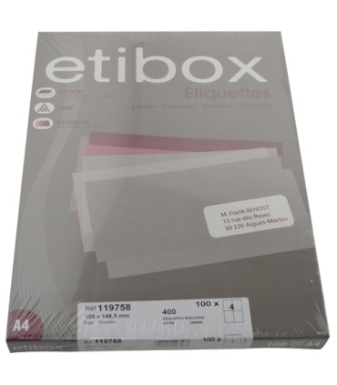 ETIQUETAS ADH.IMPR. ETIBOX A4 BLANCA CAJ