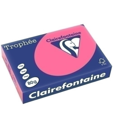 PAPEL COLOR A4 TROPHEE 80g 500h ROSA FUC