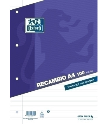 RECAMBIO OXF. A4 100h 4 TAL. PT.3,5 LILA