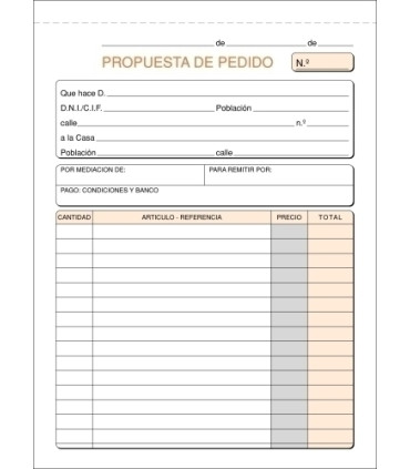 TALONARIO PEDIDOS 4º NATURAL LOAN