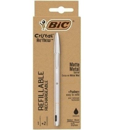 BOLIG.BIC CRISTAL RE´NEW METAL NEGRO + 2