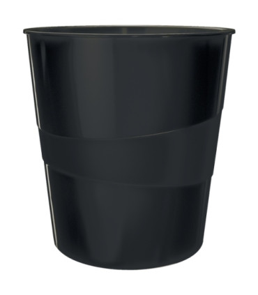 PAPELERA PLASTICO LEITZ WOW 15L NEGRO