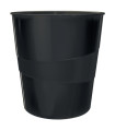PAPELERA PLASTICO LEITZ WOW 15L NEGRO