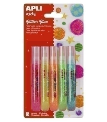 COLA GLITTER GLUE APLI LAPIZ NEON