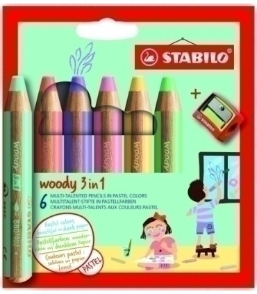 LAPICES STABILO WOODY 3 en 1 PAST.EST.6