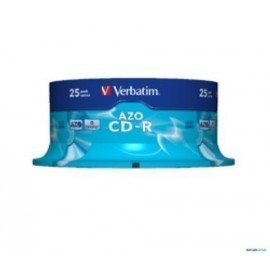 CD ROM VERBATIM 700MB 52x SPINDLE 25 SUPERFICIE CRISTAL SUPER AZO Incluye Canon LPI de 2 00