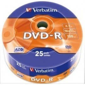 DVD R VERBATIM 4 7GB 16x SPINDLE 25 ADVANCED AZO Incluye Canon LPI de 5 25