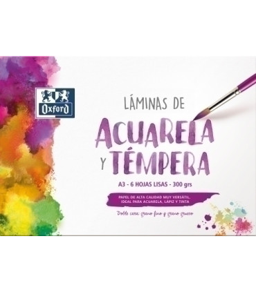 LAMINA OXFORD ACUARELA A3 6h LISO