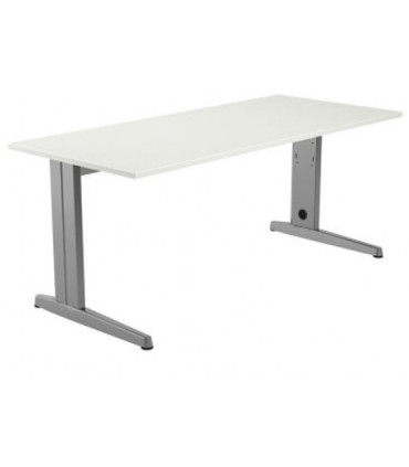 MESA ROCADA METAL 180x80 ALUMINIO/BLANCO