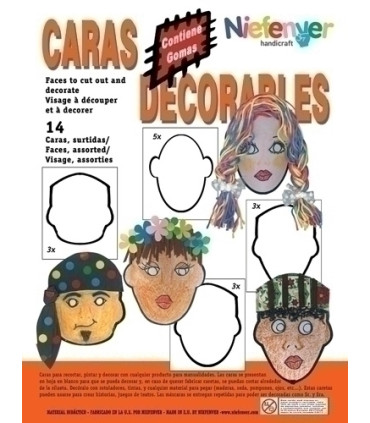 CARETA CART. CARAS DECORABLES PACK 14