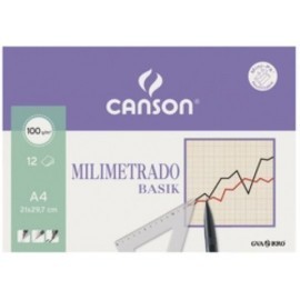 LAMINA GUARRO CANSON MILIMETRADO BASIK 100g MINI PACK de 12 A4
