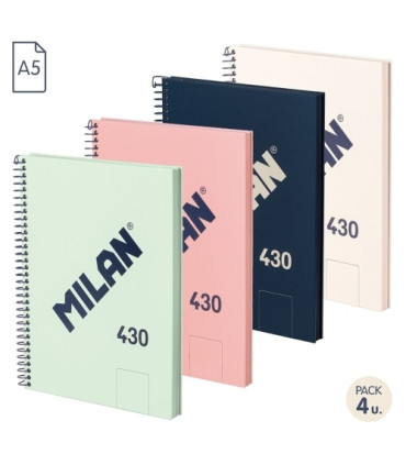 BLOC MILAN 430 A5 80h LISO SURT. PACK 4