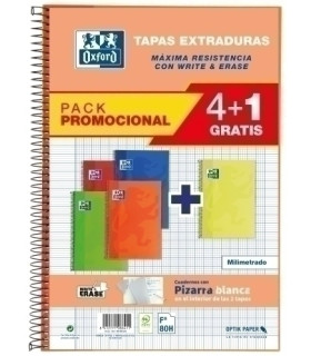 BLOCK OXF.SCH.EXTRA Fº 80h MM PACK 4+1