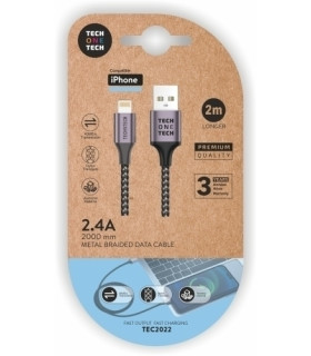 CABLE TECHONE USB-LIGHTNING GRIS 2 m.