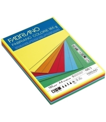 CARTULINA A4 FABR. 185g P/100 COL.INTEN.