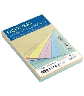 CARTULINA A4 FABR. 185g P/100 COL.PASTEL
