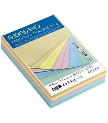 CARTULINA A4 FABR. 185g P/250 COL.PASTEL