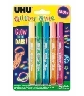 COLA GLITTER GLUE UHU GLOW B/10 ml B/5