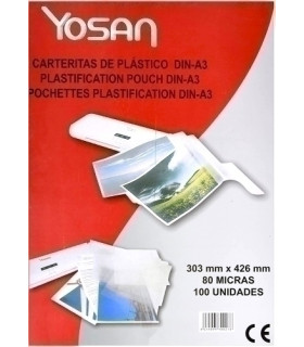 FUNDA PLASTIF. YOSAN A3 80µ P/100