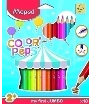 LAPICES COLOR MAPED COLOR PEPS JUMBO 18