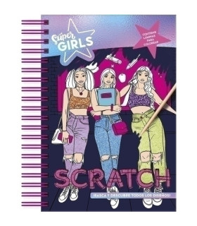 LIBRO SUPER GIRLS NEON SCRATCH ART