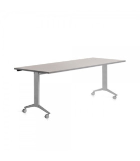 MESA ROCADA METAL 180x80 ALUMINIO/GRIS